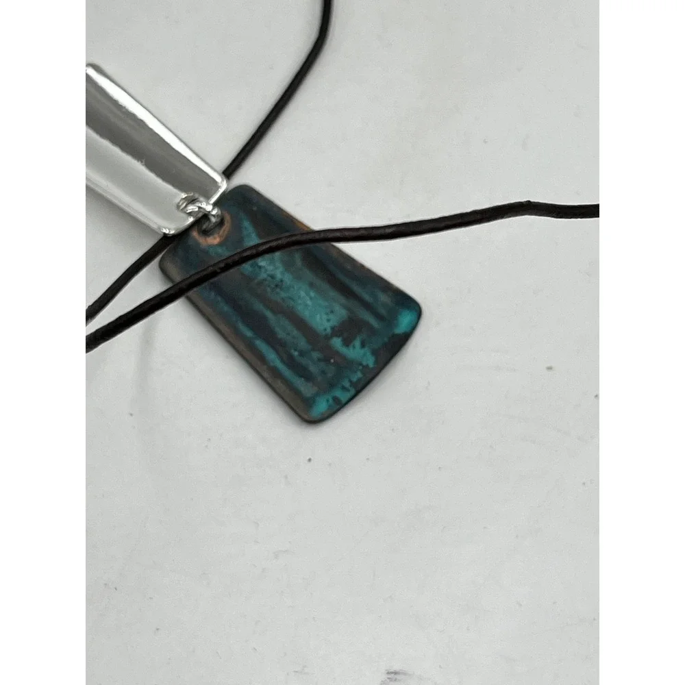 Robert Lee Morris Silver & leather charm chain Two Tone Necklace - Picture 9 of 11